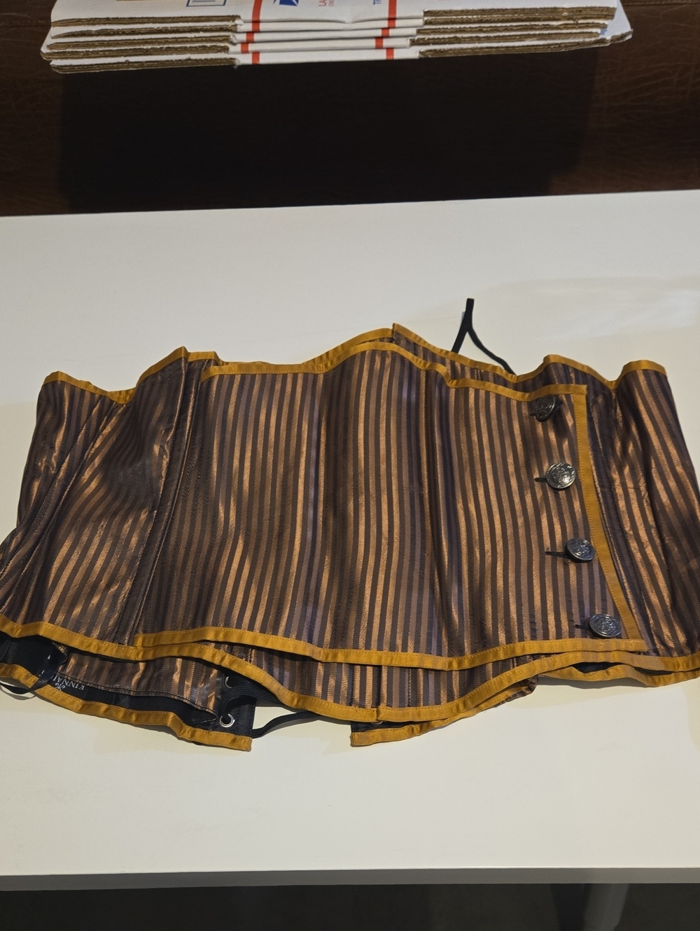 Striped Brown & Gold Corset Waist Cincher